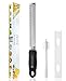 Stainless Steel Zester Cheese Grater with Safety Cover, Cleaning Brush by Mullier