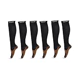 6 Pairs Graduated Compression Socks (15-20mmHg) For Women and Men - Great for Medical, Circulation,& Recovery,Nursing, Travel & Flight Socks - Running & Fitness(small/medium)