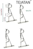 TEJATAN Double Curtain Rod Brackets - Silver (Set of 4 Brackets)