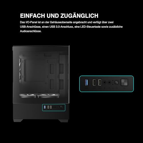 GAMDIAS Micro-ATX Tower Computer Case with Tempered Glass, Gaming M-ATX PC Case with 3X 120mm ARGB Fans, Support Up to 5X Fans Airflow, 240mm AIO/Radiator, 280mm GPU/VGA, 155mm CPU Cooler, 150mm PSU