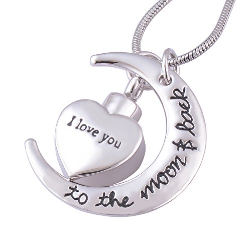 I Love You to the Moon and Back Urn Necklace for Ashes Memorial Keepsake Cremation Pendant Jewelry