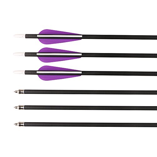 IRQ 6 Pack 32 Inch Carbon Hunting Arrows Archery Target Practice Arrows for Recurve and Compound Bow 350 Spine with Replaceable Tips
