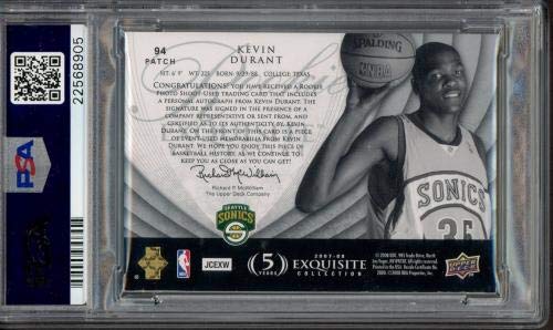 2007-08 UD Exquisite Kevin Durant RPA RC NBA Logoman Patch AUTO 10