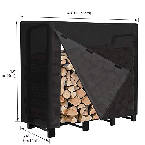 Firewood Rack Cover,4 Feet Log Rack Cover, Heavy Duty 600D Wood Rack