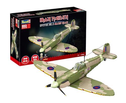 Revell Brick System Iron Maiden Spitfire MK.II Aces High | Klemmbaustein Set 1:18 mit 2802 Teilen | mit Eddie Pilot Figur, beweglichem Propeller & Cockpit | ab 18 Jahren