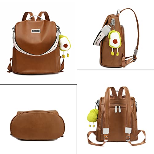 UHIW Backpack Purse for Women Backpacks Fashion Leather Bookbag Pu Handbags And Shoulder Bags with Tassel (Brown)