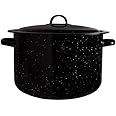 Millvado Granite 12 Qt Stockpot, Nonstick Soup Pot With Lid, Speckled Enamel Ware Cookware, Large Stock Pot For Boiling and Cooking, Big Granite Cooking Pot for Stovetop, Campfire, Outdoor Stove