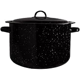 Millvado Granite 12 Qt Stockpot, Nonstick Soup Pot With Lid, Speckled Enamel Ware Cookware, Large Stock Pot For Boiling and Cooking, Big Granite Cooking Pot for Stovetop, Campfire, Outdoor Stove
