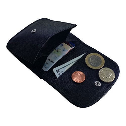 TAXI WALLET Black Small LEATHER Minimalist Front Pocket Card Wallet for Men Coin Pouch
