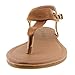 Sandalup Women's Claire Thong Flat Sandals with Buckle Brown Size 07