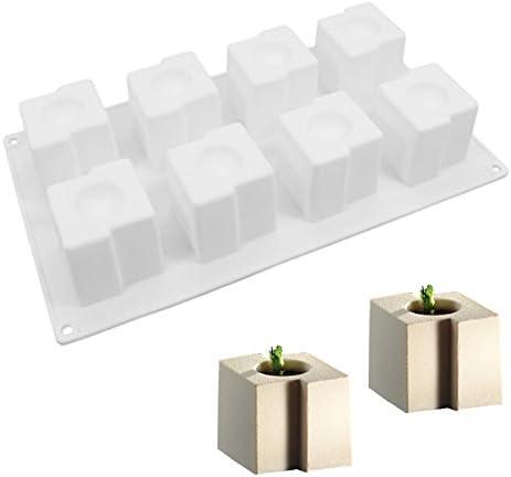 BESICA 3D White Silicone Cake Pan 8-cavity Square Z-shape Mousse Cake Mold