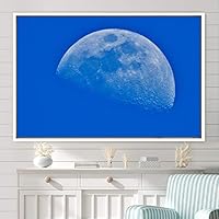 Framed Canvas Wall Art Lunar Aerial Astronomy & Space Expressive Global Moon Multicolor Photography Realism Warm - 16x24 inches