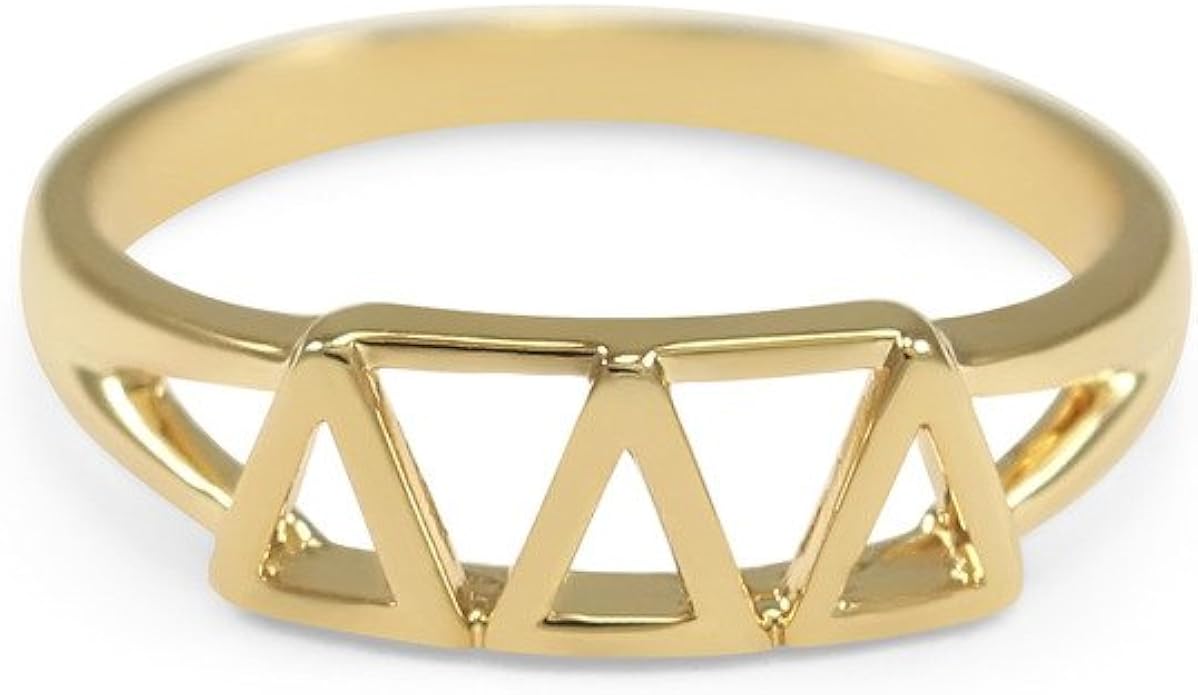 Amazon Com The Collegiate Standard Delta Delta Delta 14k Gold Plated Sorority Ring With Greek Letters Jewelry