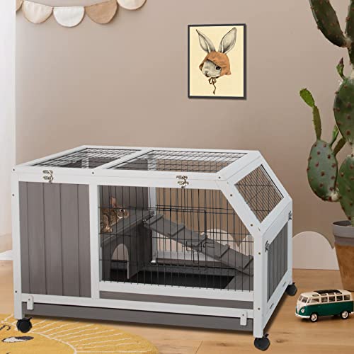 Petscosset Rabbit Hutch - Indoor Rabbit Cage Indoor Bunny Hutch Two ...
