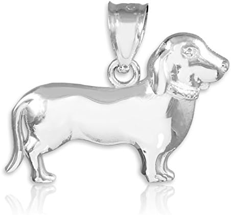 Polished 925 Sterling Silver Weiner Dog Charm Dachshund Pendant