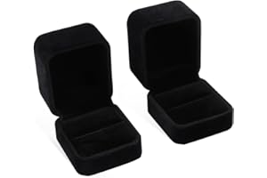 iSuperb Set of 2 Unit Classic Velvet Couple Ring Box Earring Jewelry Case Gift Boxes 2.2x1.9x1.6 inch
