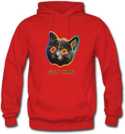 BOLALA Custom Teens Golf Wang Cat Head Pattern Hoody Hoodie Hood Red Large