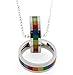 OAKKY GAY Pride Rainbow Double Cross Rings Pendant Necklace Lgbt Lesbian Flag with Chain Homosexual