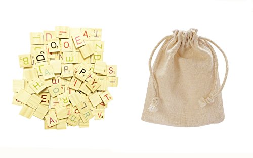 200 Colorful Wooden Scrabble Tiles Wooden Letters Tiles with Bag-Great for Crafts, Pendants, Spelling,Scrapbook(200 Pcs)