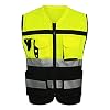 TXYFYP Signaal kleur jack veiligheidsvest reflecterend vest motorfiets fietsen kleding – zwart en geel, L