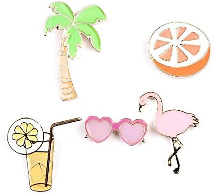 Dragon Fashion Hand Painted Flamingo Sunglasses Palm Tree Tropical Ice Tea Orange Enamel Pin Pack Summer Jewelry