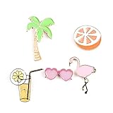 Hand Painted Flamingo Sunglasses Palm Tree Tropical Ice Tea Orange Enamel Pin Pack Summer Jewelry