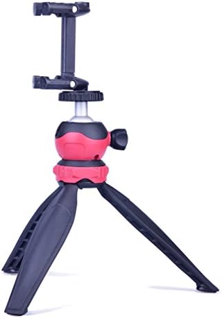 DAYOOH Mini Tripod with Cell Phone Clip Holder for iPhone - Lightweight Tripod Stand with Swivel Ball Head for DSLR Camera Cellphone Gopro,Black,Red