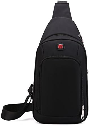 Shuaibo Sling Crossbody Bag Waterproof Unbalance Chest Gym Bag,Men Women Adjustible Shoulder Crossbody Daypacks for Outdoor Sports Hiking,Bike,Traveling and Casual Pack,Black Color