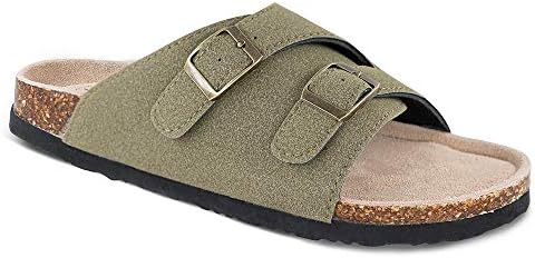 TF STAR Women's Girl's Ladies Comfort Buckled Slip on Zurich Sandal Casual Soft Cork Footbed Platform Sandal Flat Open Toe Slide Shoe