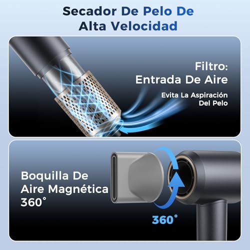 Aidisy 1500W Professional Ionic Hair Dryer, Powerful Travel Dryer with 2 Speed Motor and 3 Temperatures, Constant Temperature for Hair Care with 1 Concentrator