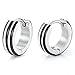 Unique Stainless Steel Hoop Earrings for Men (Silver Black)