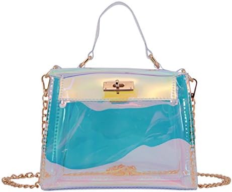 Candice Women Transparent Fashionable Hologram Holographic Handbag Shoulder Bag Crossbody Bag Purse Evening Bag for Gift