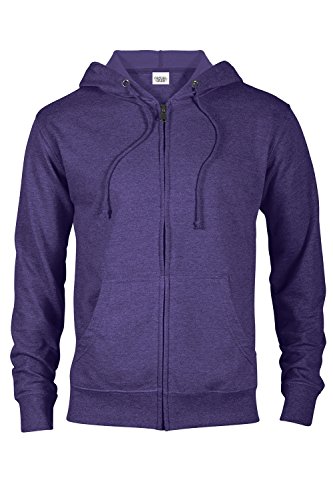 Casual Garb Hoodies For Men Heather French Terry Full Zip Hoodie Hooded Sweatshirt Purple Heather Medium