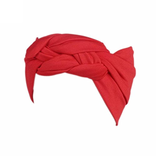 Clearance!Women Turban Headband Ladies Solid Color Wide Head Warp Hair Band Sports Elastic Hairband (Red)