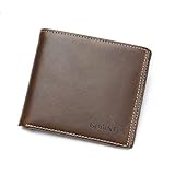 J.Market Genuine Leather Wallets Full Grain Leather Bifold Wallet for Men (Dark coffee)
