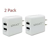 KingAcc 10W Dual Port USB Wall Charger (2-Pack)