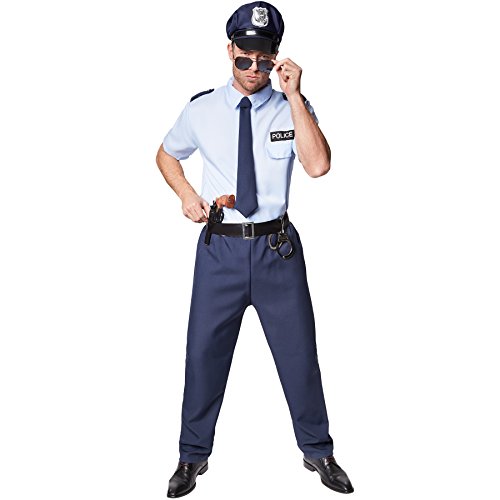 TecTake-dressforfun-Costume-da-Uomo-Agente-di-Polizia-Fantastica-Camicia-con-Simbolo-della-Polizia-Comodi-Pantaloni-Resistenti-con-Cravatta-con-Nastro-di-Gomma-S-No-301523