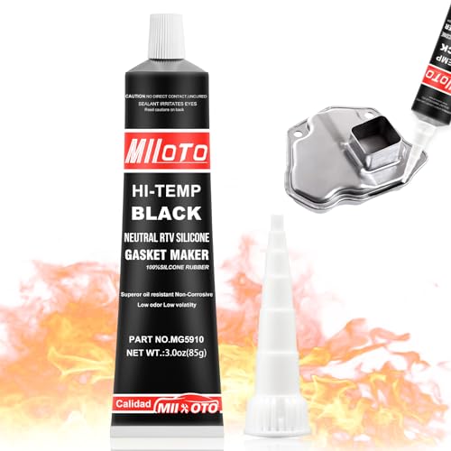 Miioto Engine Seal Paste, High Temperature Silicone, Black Silicone Seal | Automotive Engine Mechanical Seals, Heat Resistance Range -80°F to 650°F -85g (Black)