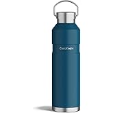 CoolKeeps 24 oz Sports Water Bottle with Stainless Steel Handle, Vacuum Insulated Water Bottle, Keep Cold for 24 Hrs, Hot for 12 Hrs, Leak-Proof Narrow Mouth Travel Water Bottle (Blue)