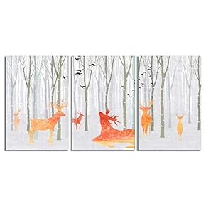 Canvas Wall Art Abstract Forests Painting Artwork for Home Prints Framed - 16"x24" x 3 Panels