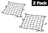 15"x15" PowerTye Mfg Cargo Net featuring 6 Adjustable Hooks & Tight 2"x2" Mesh, Black (2-Pack)
