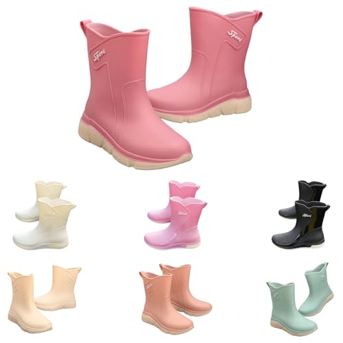 womens rain boots Rain Boots for Women Casual Wide Fit Shoes Short Waterproof Ankle Chelsea Boot Wellingtons Round Toe Boot Slip on Non-slip Booties Work With Comfort womens wide fit wellies