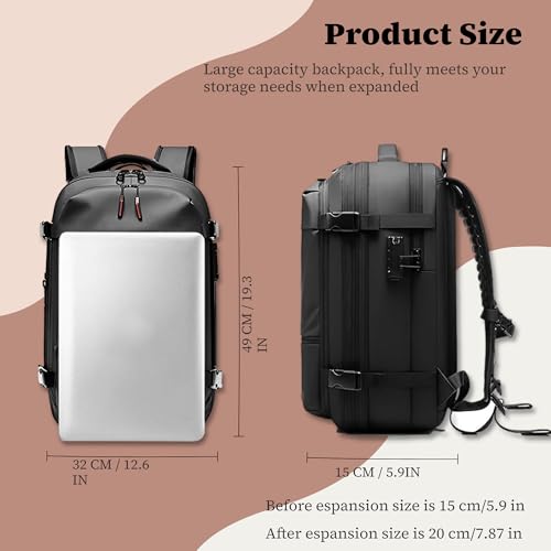 Mochila de viaje con vacio, 19 inch Space Bag Mochila, Vacuum Backpack Travel, con Bomba de Vacío, Mochila con Bolsa de Aire Antirrobo para Viajes