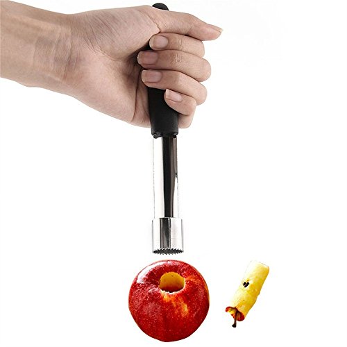 Stainless Steel Apple Core Remover,Fruit Corer Remover Tool for Home & Kitchen with Sharp Serrated Blade (Black)