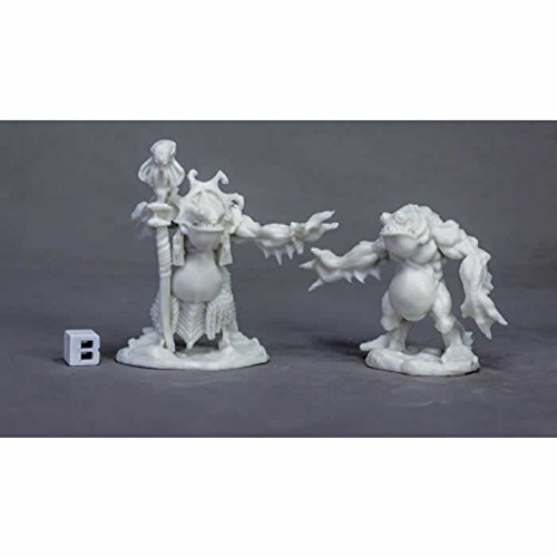 Reaper Miniatures Deep One Priest & ServitorÂ 77520 Bones Unpainted RPG Figure