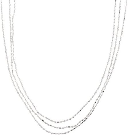Messina' Triple-Strand Beaded Chain Necklace in Sterling Silver
