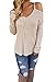 Dokotoo Womens Cold Open Shoulder Loose Knitted Sweater Top Blouse Large Apricot