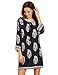 Floerns Women's Bohemian Neck Tie Floral Print Ethnic Style Shift Dress Navy XL