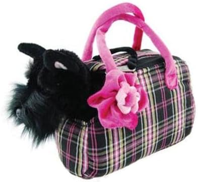 Fancy Pet Pal Scottish Terrier Puppy Dog with Plaid Carrier Purse Hand Bag