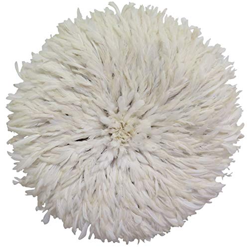 Old World Shoppe Large White - Cream Juju Hat - Wall Decor Feather Artifact - Approx 31" Diameter - Thumbnail 5
